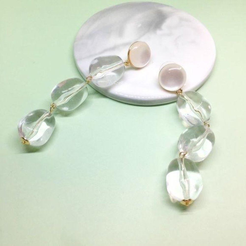 Handmade Rain Drop Long Earrings
